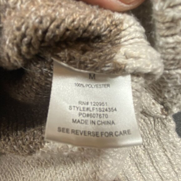 Olive+Oak Striped V-Neck Sweater Brown & Cream Polyester Ribbed Hem Womens M - Picture 5 of 10